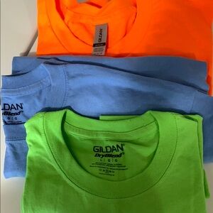 Gildan DryBlend T-Shirts in Orange, Blue, and Green